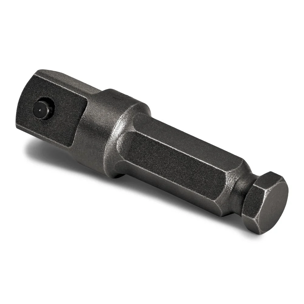 1/2″ Drive Power Adaptor – 7/16″ Hex Male x 1/2″ Square w/Pin Lock