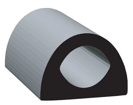 Clean Seal 1/2″ x 0.36″ Non-Ribbed D Seal With Tape – Black