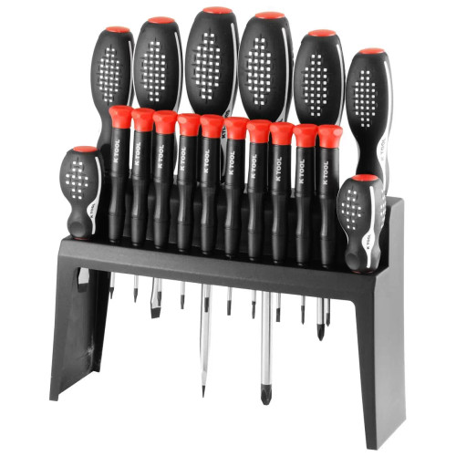 K Tool International 18-Piece Screwdriver Set with Vertical Holder