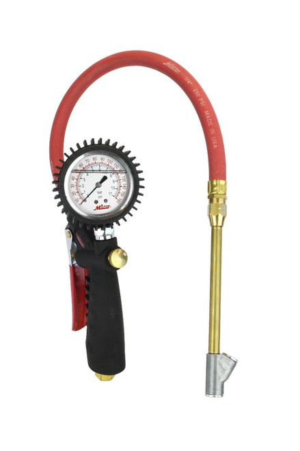 Milton™ Pro Analog Tire Inflator/Pressure Pistol Grip Gauge- Straight Foot Chuck w/Lock-On Threads, 15" Hose, 160PSI