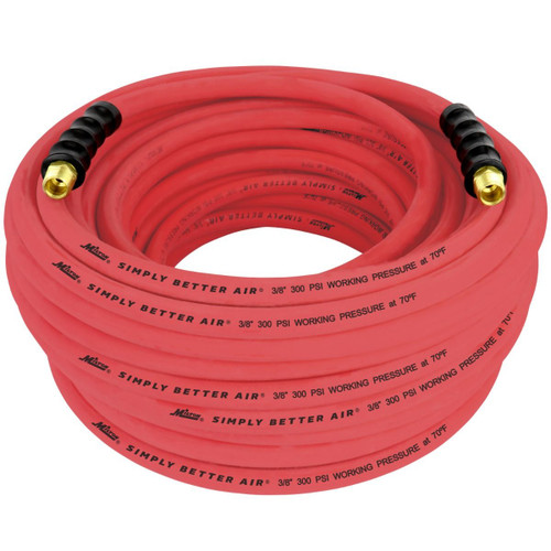 Milton™ 3/8" Ultra Lightweight Rubber Hose, 100' Air Hose w/ 3/8" NPT Male Inlet Thread Ends