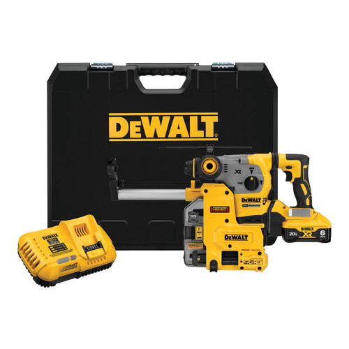 Dewalt DCH293R2DH 20V MAX* XR Brushless 1-1/8 in. SDS Plus L-Shape Rotary Hammer Kit with Onboard Dust Extractor (6.0Ah)