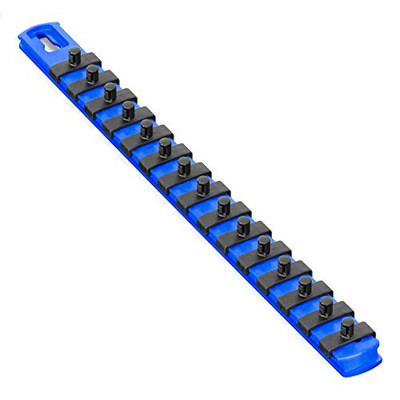 Ernst 8417M 13 Magnetic Socket Organizer with 15 Twist Lock Clips - Blue - 1/4
