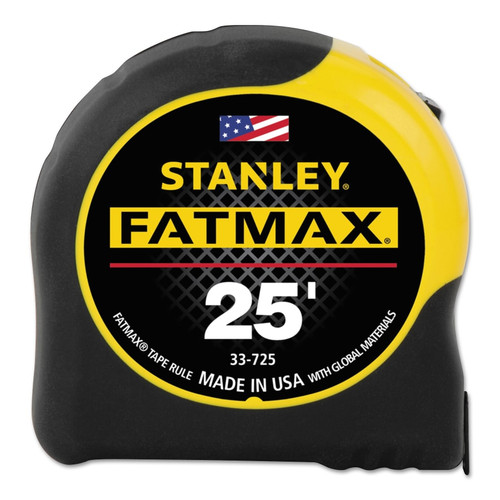 Stanley FatMax Classic Tape Measure, 1-1/4 in W x 25 ft L, SAE, Black/Yellow Case
