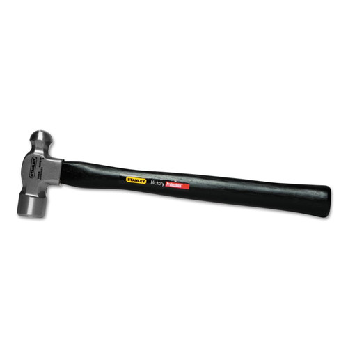 StanleyBall Pein Hammer, Straight Hickory Handle, 13-1/4 in Overall Length, High Carbon Steel, 12 oz Head