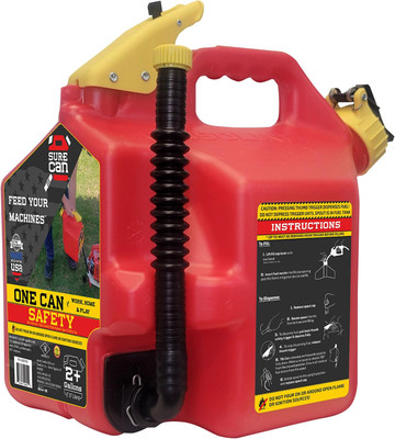 Surecan SUR22G1 2.2 Gal Plastic Gasoline Can with Flexible Rotating Nozzle