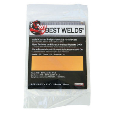 Opens dialog BEST WELDS 901-932-110-8 - 2" Gold Coated Filter Plate, Gold/8, 4.5 x 5.25, Polycarbonate