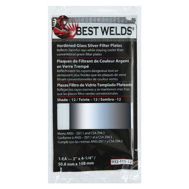 Opens dialog BEST WELDS 901-932-117-12 - 2" Glass Silver Mirror Filter Plate, Silver/12, 4.5" x 5.25" Glass