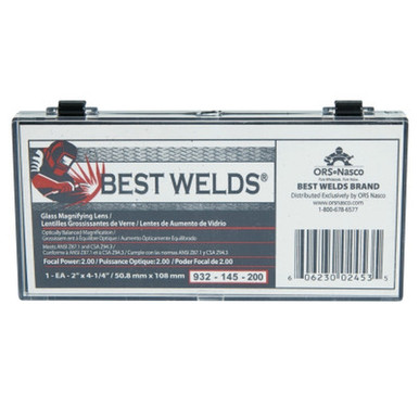 Opens dialog BEST WELDS 901-932-145-200 - 2" Glass Magnifier Plate, 2" x 4.25" 2 Diopter, Clear