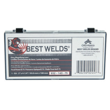 Opens dialog BEST WELDS 901-932-145-75 - 2" Glass Magnifier Plate, 2" x 4.25" 0.75 Diopter, Clear