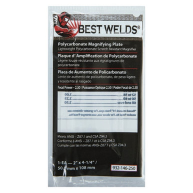 Opens dialog BEST WELDS 901-932-146-250 - 2" Plastic Magnifier Plate, 2" x 4.25" 2.5 Diopter, Polycarbonate,