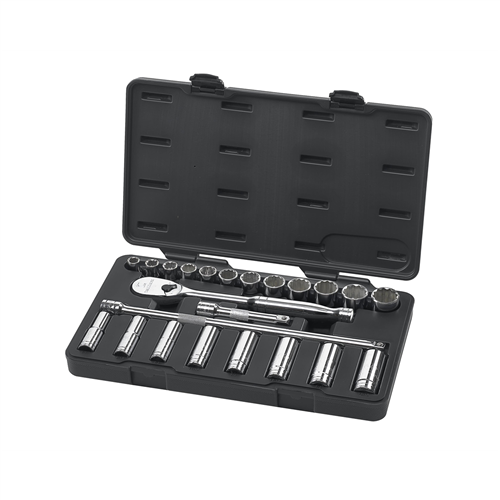 KD Tools 80707 23 Piece 1/2" Drive 6 and 12 Point SAE Socket Set (Standard/Deep)