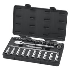 KD Tools 80709 28 Piece 1/2" Drive Metric 6 and 12 Point Standard and Deep Socket Set