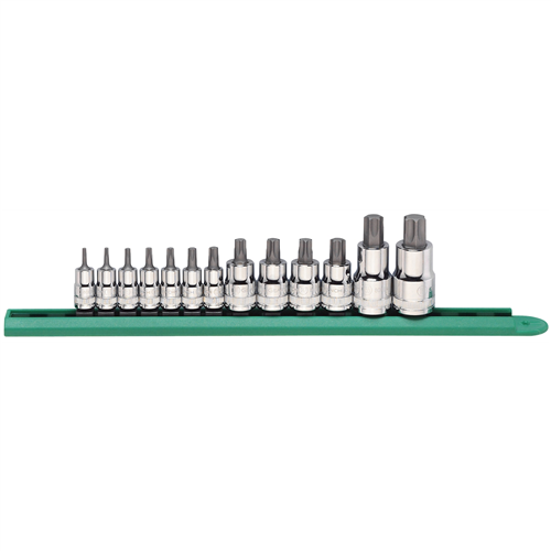 KD Tools 80898 13-Piece 1/4", 3/8", and 1/2" Drive Stubby Torx Bit Set