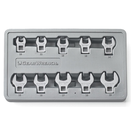 KD Tools 81909 10-Piece 3/8" Drive Metric Crowfoot Wrench Set