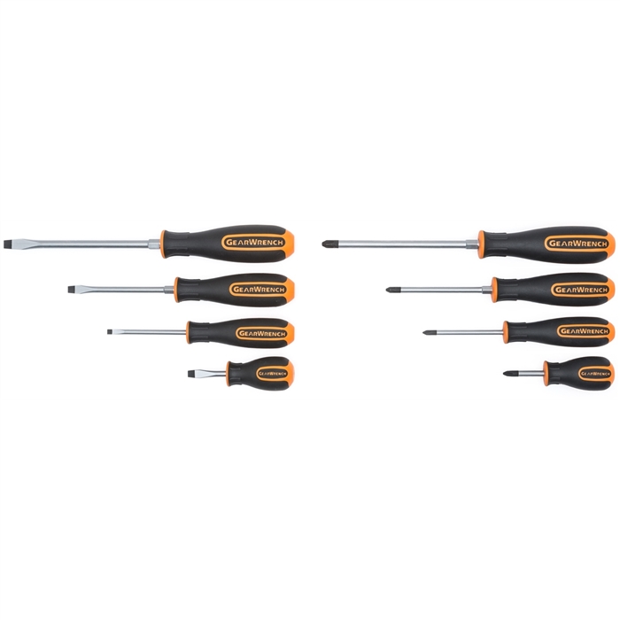 KD Tools 82682 8-Piece Orange & Black Phillips/Slotted Screwdriver Set
