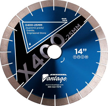 Diamond Vantage 20 X .140 X 50-60mm Silent Core Stone Blade, 25mm Segment Height