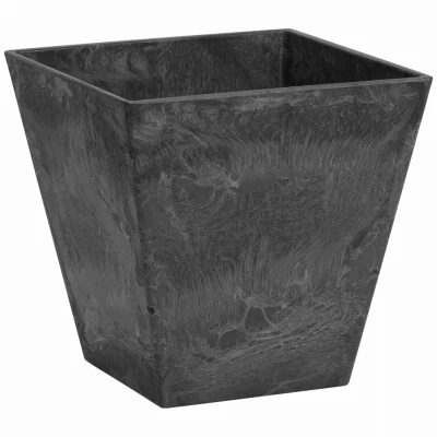 Artstone Ella Planter, Plastic, Water-minder, Black, 12 In. Sq.