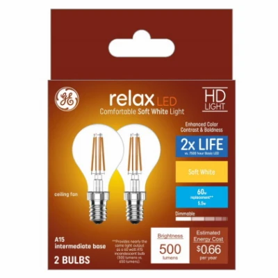 Energy-saving Led A15 Clear Ceiling Fan Bulb 2-pack, 5.5w