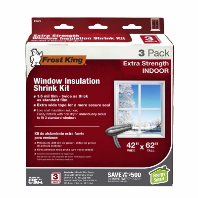 Heavy Duty Indoor Window Insulation Kit – 3 Pack, 42 X 62 Inches