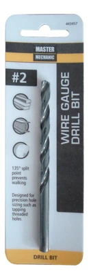 Master Mechanic #2 3-7/8 Inch Wire Gauge Drill Bit With Black Oxide Coating