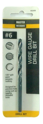 Master Mechanic #6 3.75" Wire Gauge Drill Bit – Black Oxide Coated