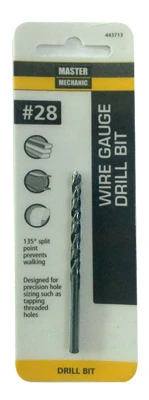 #28 2-7/8-inch Black Oxide Wire Gauge Drill Bit With 135 Split Point Design