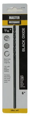 Master Mechanic 3/16" X 6" High-speed Steel Black Oxide Drill Bit