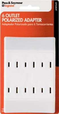 Pass & Seymour 15a White Polarized 6-outlet Power Adapter