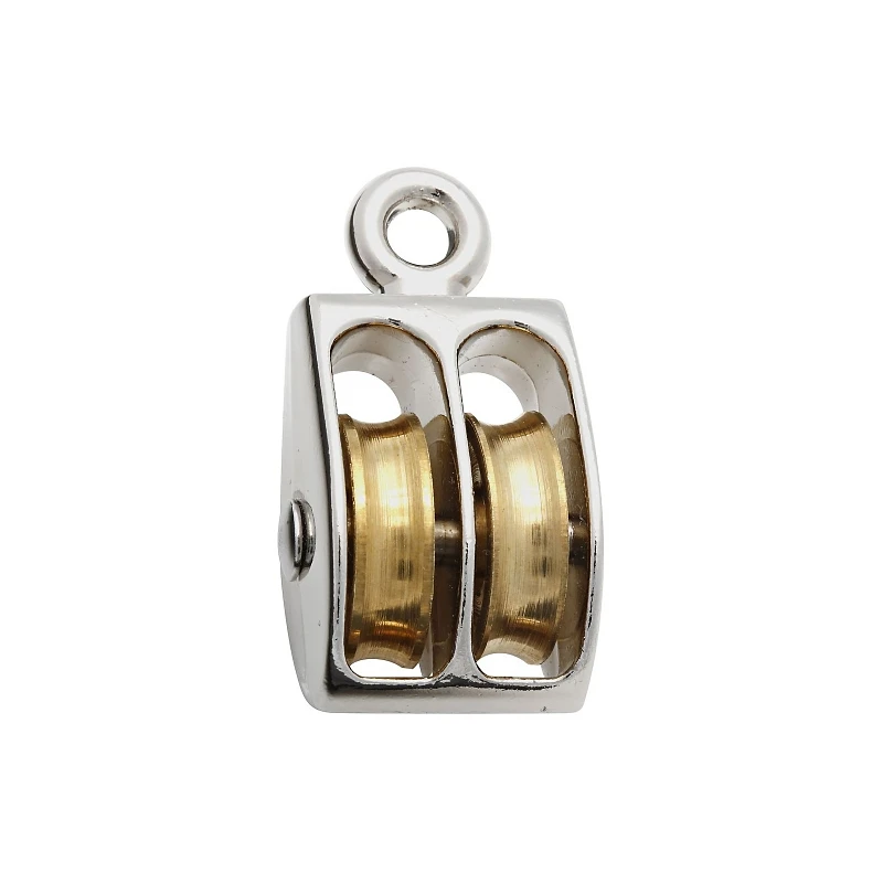 3/4-inch Fixed-eye Double Pulley With Brass Sheaves – 25 Lb Capacity