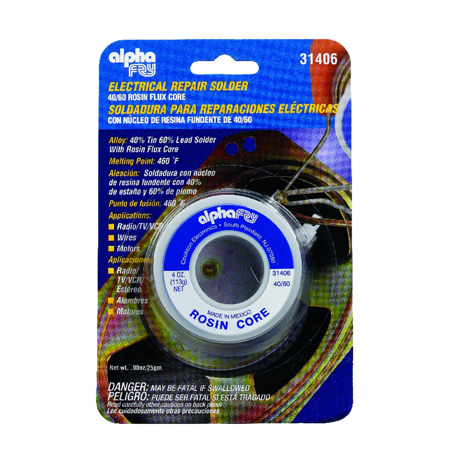4 Oz Rosin Core Solder Wire 0.09 In. Diameter Tin/lead 40/60