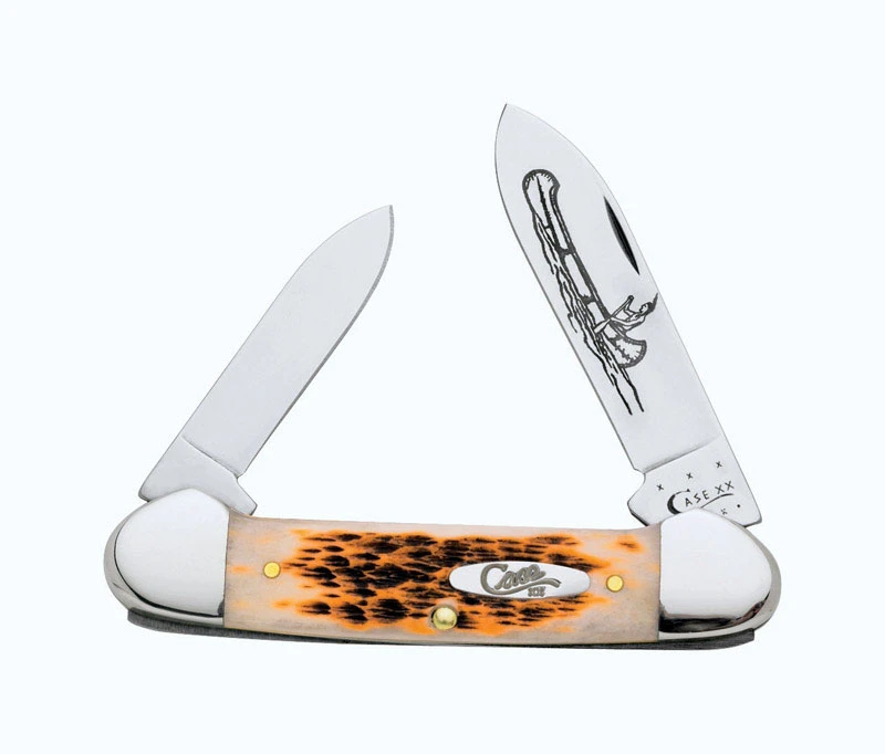 Canoe Pocket Knife, Chrome Vanadium/amber Bone, 3-5/8-in. Length Closed