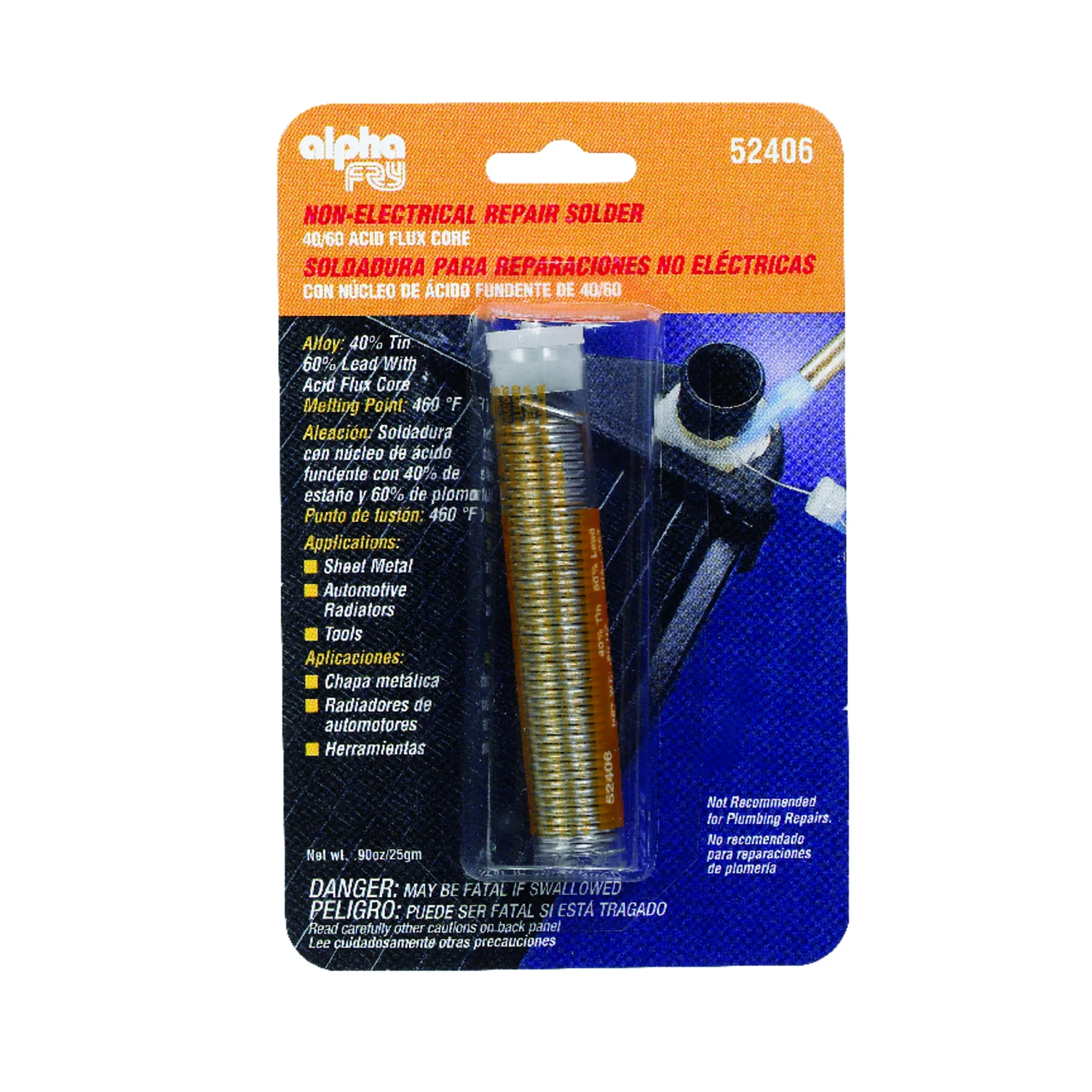 0.9 Oz Acid Core Repair Solder 0.062 In. Diameter Tin/lead 40/60