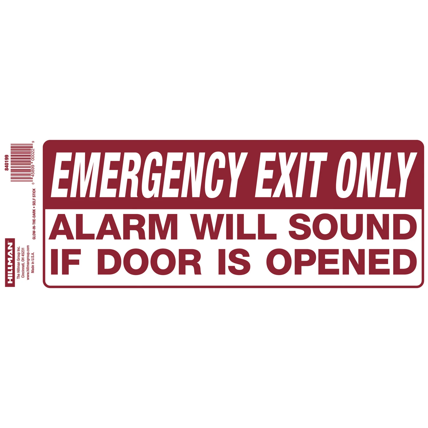 4 × 10 Inch Glow‑in‑the‑dark Emergency Exit Sign With Self‑adhesive Backing