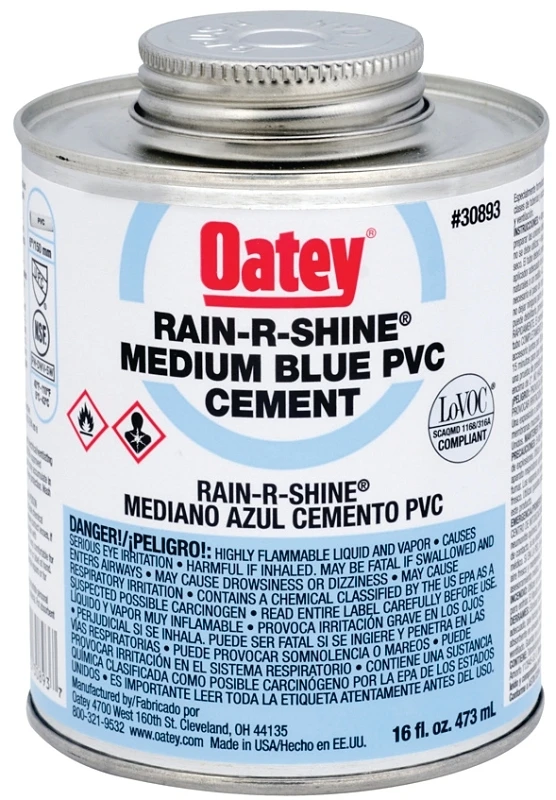 Rain-r-shine 16 Oz Medium Bodied Blue Pvc Cement