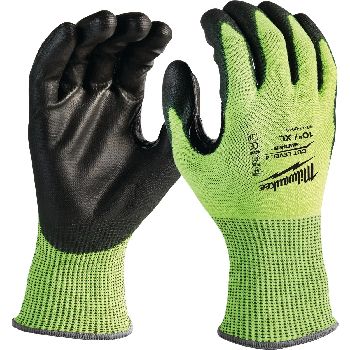 Unisex Large Cut Level 3 High Vis Polyurethane Dipped Glove