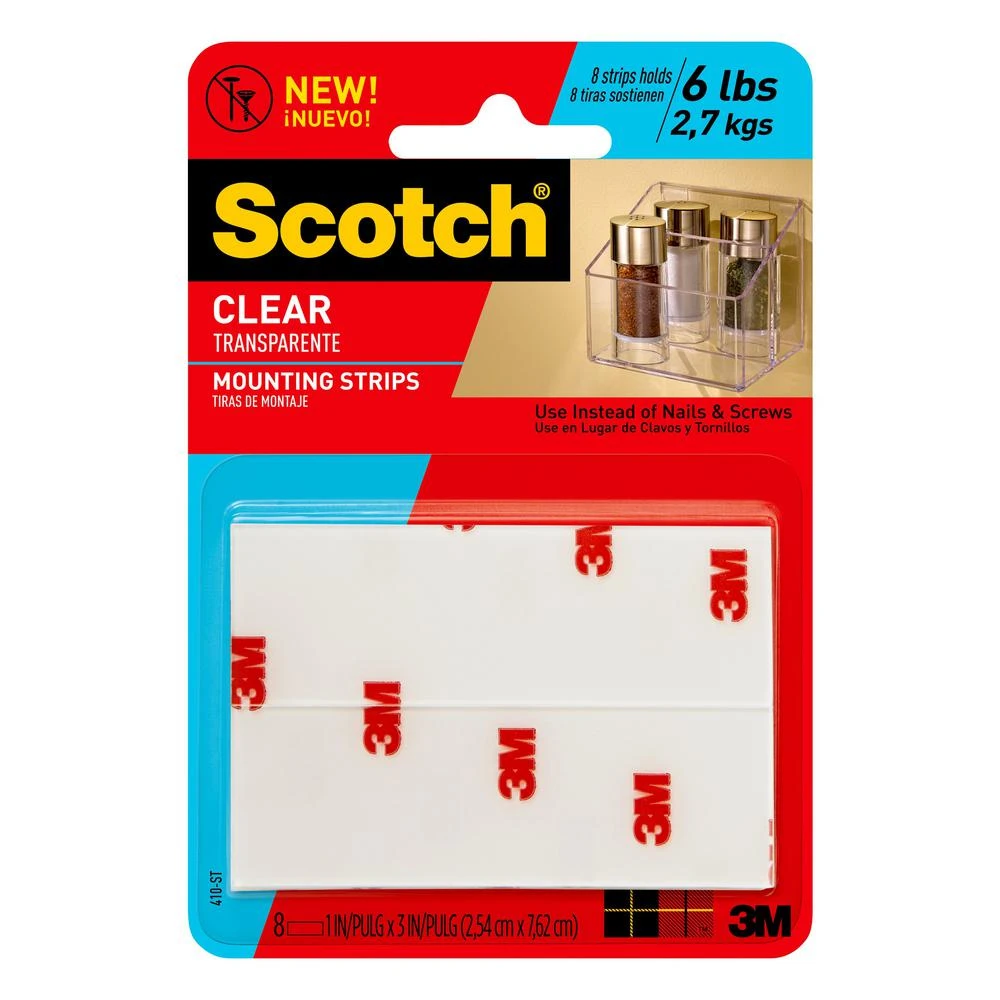 Clear Double-sided Mounting Strips, 1 X 3 In., 8-ct.