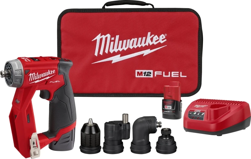 M12 Fuel Brushless 3/8 In. Cordless Drill/driver Kit With 4 Tool Heads & Batteries