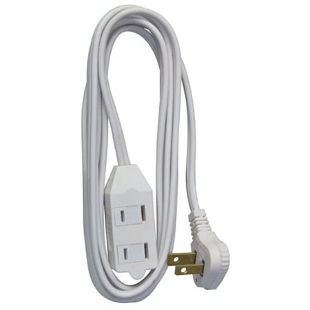 Extension Cord, 16/2 Spt-2 Low Profile Polarized Slender Plug, White, 11-ft.