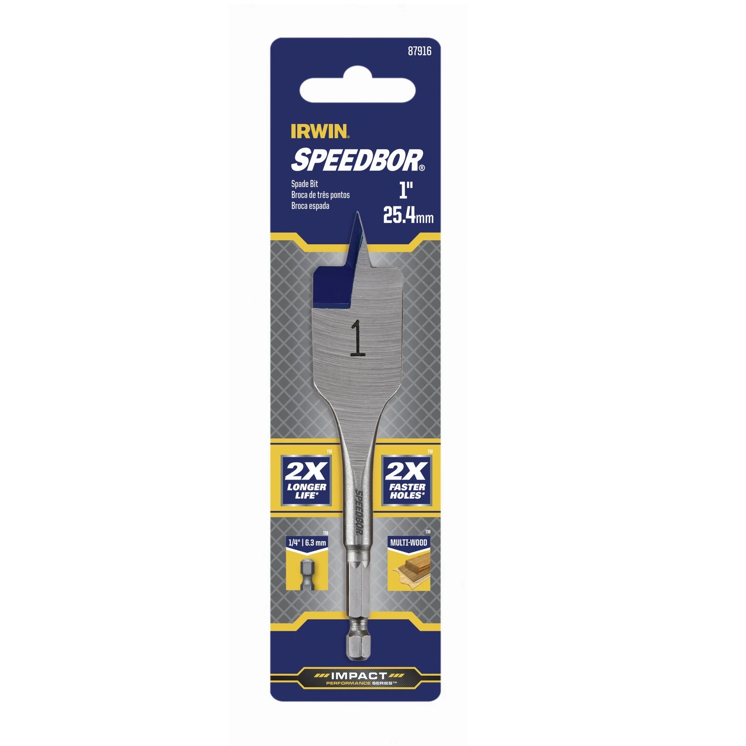 Speedbor 1 In. X 4 In. Carbon Steel Spade Bit With Quick-change Hex Shank