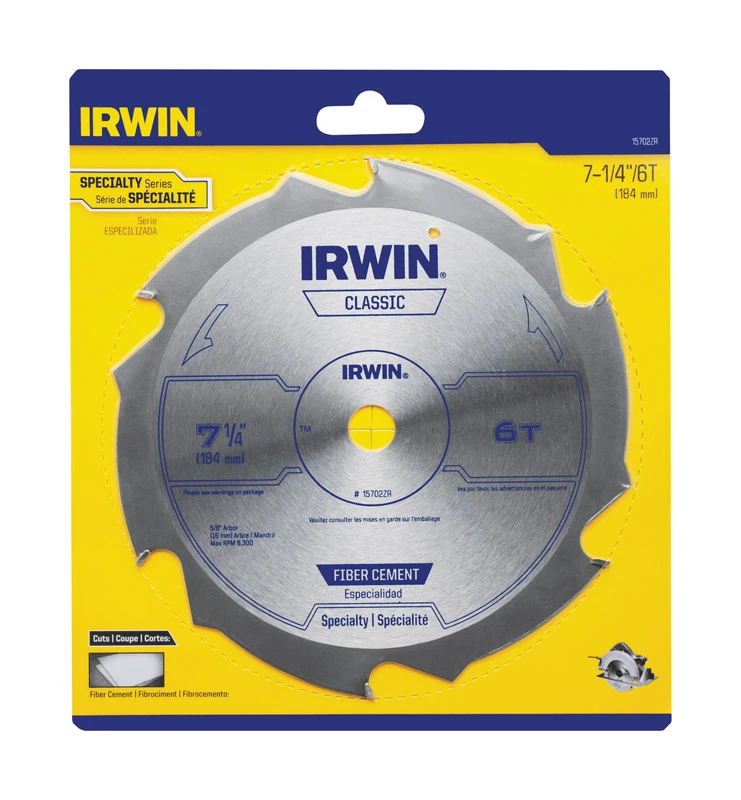 Carbide-tipped Circular Saw Blade, Fiber Cement, 6-tooth X 7-1/4-in.