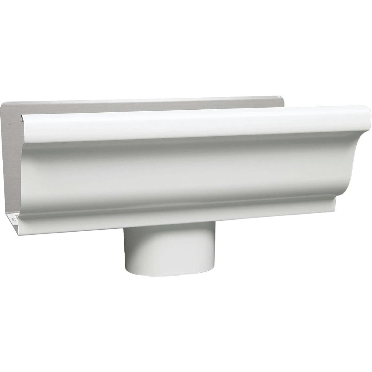 5 In. K-style Gutter Drop Outlet – Galvanized White Downspout Connection