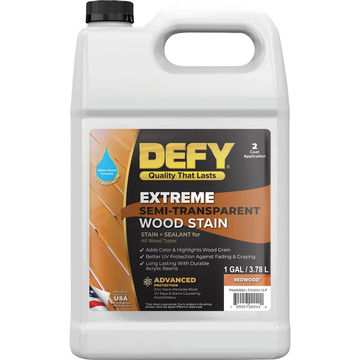 Extreme Semi-transparent Exterior Wood Stain, Redwood, 1 Gallon Bottle