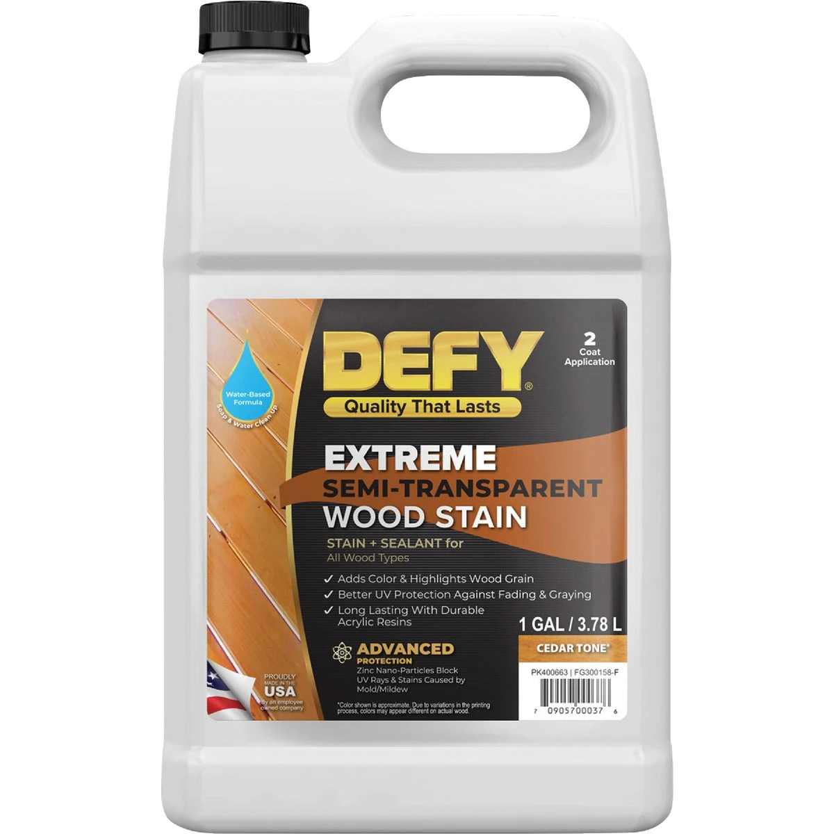Extreme Semi-transparent Exterior Wood Stain, Cedar Tone, 1 Gallon Bottle
