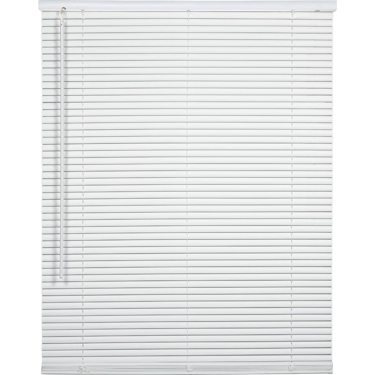 29 In. X 64 In. X 1 In. White Vinyl Light Filtering Cordless Mini Blind