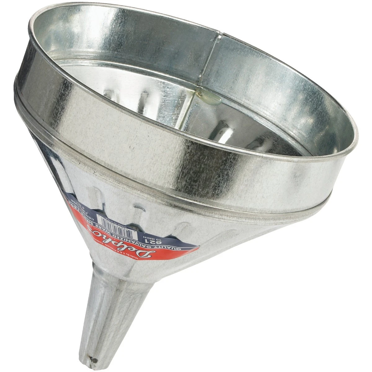 Heavy-duty 6 Quart Galvanized Steel Funnel With Center Spout And Strainer