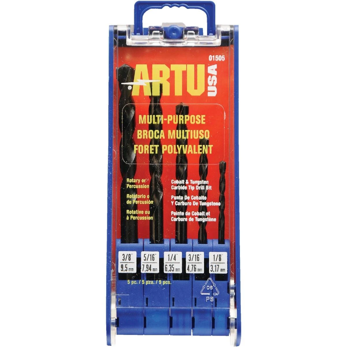 5-piece Cobalt & Tungsten Multi-purpose Drill Bit Set, 1/8 In. Thru 3/8 In.