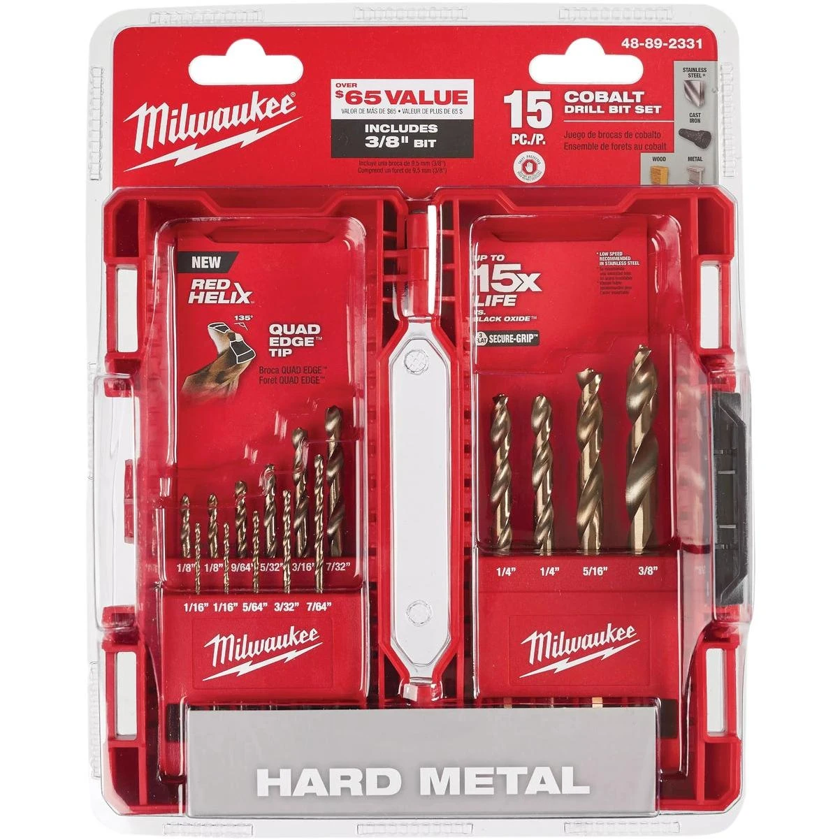 Red Helix Cobalt Drill Bit Set (15-piece)