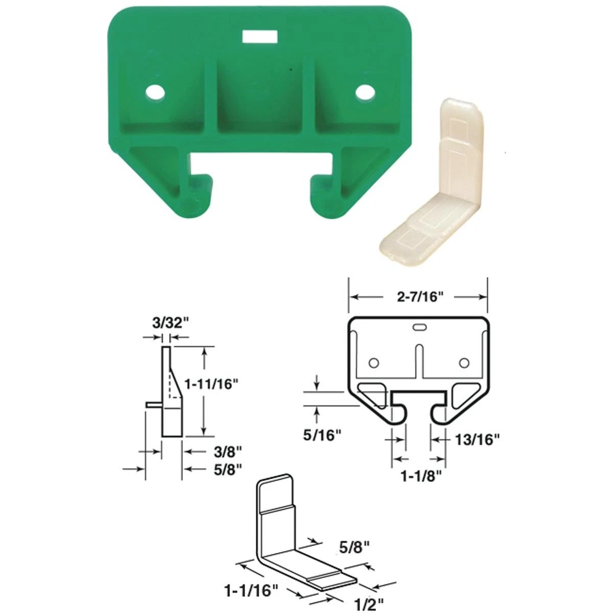 Prime-line Nylon Green Track Guide For 5/16 In. X 1-1/8 In. Track (2-count)