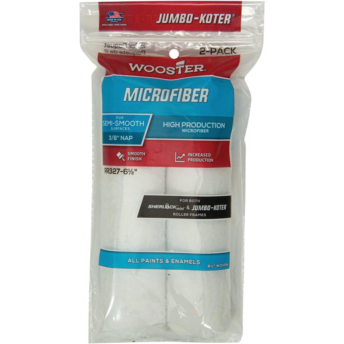 Jumbo-koter 6-1/2 In. X 3/8 In. Mini Microfiber Trim Roller Cover (2-pack)